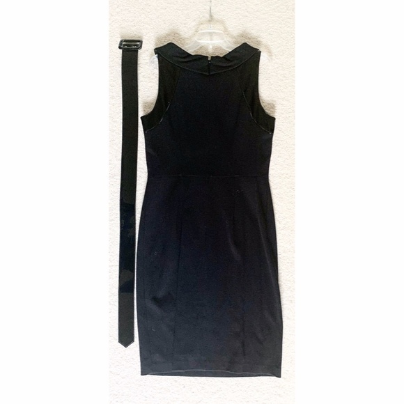 DAVID MEISTER- Designer Black Dress w/ Belt👗🖤(Size: 8) (Knit & Patent Leather) - Picture 6 of 9